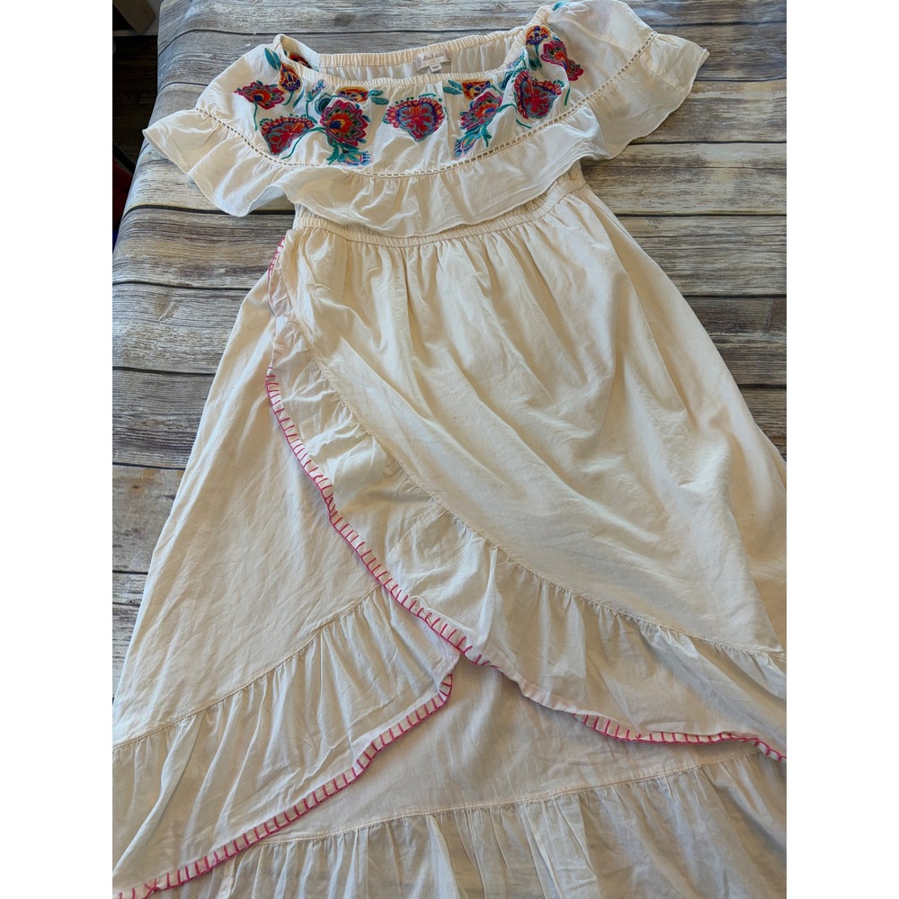 Altar'd State LargeIvory Embroidered Off Shoulder High Low Boho Midi Dress
